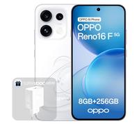 OPPO Reno16 F 5G Smartphone Desbloqueado, 8+256GB, Cámara Selfie Ultra Gran Angular 50MP, Vídeo 4K con Enderezado Automático, Pantalla 6.57" 120Hz, IP69K, Pop White (con Cargador 45W SUPERVOOC)