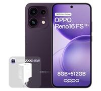 OPPO Reno16 FS 5G Smartphone Desbloqueado, 8+512GB, Cámara Selfie Ultra Gran Angular 50MP, Vídeo 4K con Enderezado Automático, Pantalla 6.57" 120Hz, IP69K, Twilight Violet (con cargador 45W SUPERVOOC)