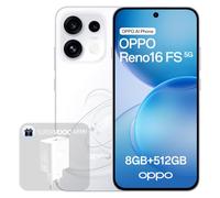 OPPO Reno16 FS 5G Smartphone Desbloqueado, 8+512GB, Cámara Selfie Ultra Gran Angular 50MP, Vídeo 4K con Enderezado Automático, Pantalla 6.57" 120Hz, IP69K, Pop White (con Cargador 45W SUPERVOOC)