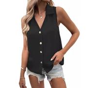 OPPOQ Camiseta de Gasa para Mujer, Blusa Sexy de Verano, Ropa sin Mangas, Jersey Informal Ajustado para Mujer,Negro,L