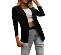 OPPOQ Chaqueta Blazer para Mujer Vestido de Manga Larga Solapa Doble Botonadura Chaqueta Elegante Chaqueta de Punto Retro Tallas Grandes,Negro,XL