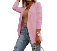 OPPOQ Chaqueta Blazer para Mujer Vestido de Manga Larga Solapa Doble Botonadura Chaqueta Elegante Chaqueta de Punto Retro Tallas Grandes,Rosado,M