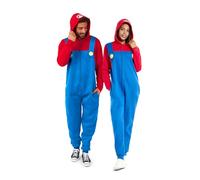 OppoSuits Adulto Unisex Mario Onesie - Pijama de una Pieza Nintendo - Ajuste Holgado - Incluye Bolsillos - Rojo y Azul