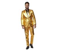 OppoSuits Divertidos Trajes de Navidad feos para Hombre, Traje Completo: Chaqueta, Pantalones y Corbata, Groovy Gold, 56