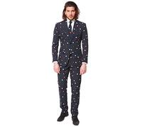OppoSuits Hombre OppoSuits Funny Prom Suits For Men - Pac-Man™ - Comes with Jacket, Pants and Tie In Funny Designs Traje de Hombres, Black, 40