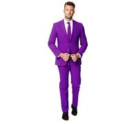 OppoSuits Hombre Solid Color Party Suits for Men - Purple Prince - Full Suit: Includes Pants, Jacket and Tie Traje de Hombres, Purple, 38
