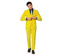 OppoSuits Hombre Solid Color Party Suits for Men - Yellow Fellow - Full Suit: Includes Pants, Jacket and Tie Traje de Hombres, Yellow, 42