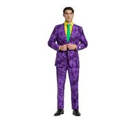 OppoSuits Joker - Disfraz de superhéroe con Licencia para Halloween, Traje Completo: Chaqueta, Pantalones y Corbata, Morado (, 46