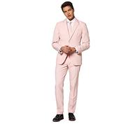 OppoSuits Traje Completo para Hombre, Color Liso, para Fiesta, Color Liso, Incluye Pantalones, Chaqueta y Corbata, 46, Rubor exuberante, 58