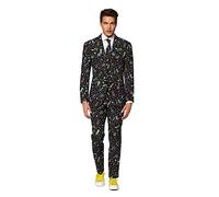 OppoSuits Traje de baile Crazy para hombre, estilo discoteca, viene con chaqueta, pantalones y corbata en diseños divertidos, 50, Disco Dude, 62