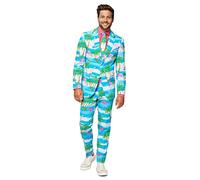OppoSuits Traje de baile Crazy para hombre, flaminguy, viene con chaqueta, pantalones y corbata en diseños divertidos, 36, Flaminguy, 48