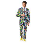 OppoSuits Traje de baile Crazy para hombre, Super Mario, viene con chaqueta, pantalones y corbata en diseños divertidos, 42, Super Mario, 54
