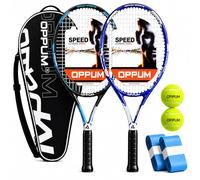 OPPUM Paquete de 2 raquetas de tenis para adultos, cabeza de gran tamaño de 105 pulgadas cuadradas preencordadas para principiantes e intermedios, juego de control de vibración amigable con los brazos