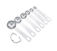 OPPWONG 6 Cucharas Medidoras de Acero Inoxidable, Herramientas Medidoras de Cocina de Grado Alimenticio, Cucharas Antioxidantes con Anillo en Forma de D, Ideal para café, Condimentos, Cocinar y