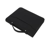 OPPWONG Carpeta Portafolio de Negocios con Cremallera, Cuero PU Profesional para Reuniones, 10 Bolsas para Archivos, Cuaderno de 30 Hojas, Negro
