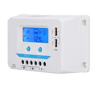 OPPWONG Controlador de Carga Solar, Cargador de Pantalla LCD PWM de 30 A, Controlador de Batería de 12 V 24 V con Operación con una Sola Tecla, Ideal para de Panel Solar Doméstico