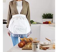 OPPWONG Delantal Blanco, Delantal de Cintura de Encaje de Mucama de Algodón para Mujer Delantal para Mujer con Algodón 72,8 X 16,5 Pulgadas para Bar y Cocina