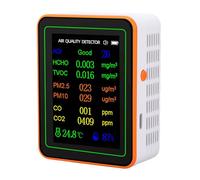 OPPWONG Detector de Calidad del Aire, Probador Preciso de CO2 TVOC HCHO PM2.5 PM10, Detector de Pantalla a Color con Datos en Tiempo Real, para el Hogar, la Oficina y el Invernadero (blanco (Blanco
