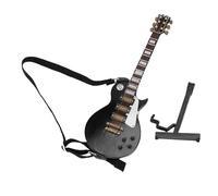 OPPWONG Guitarra Eléctrica en Miniatura de Madera, Modelo de Guitarra de Tilo Negro, Soporte de Exhibición con Estuche para Decoración del Hogar y Coleccionable, 18cm