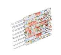 OPPWONG Juego de Ganchos de Ganchillo Ergonómico, Gancho de Telar de Punto de Telar de Tejer 8pcs Juego de Ganchillo para Telares de Tejer Tablas de (Pequeña Flor Amarilla)