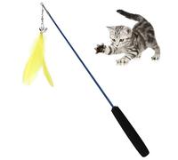 OPPWONG Juguete de Varita para Gato, Palo de Pluma para Gato, Varita Telescópica, Juguete para Caña de Pescar para Gato, Juguete Interactivo para Gatos con Campanas Que Suenan para