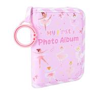 OPPWONG Mi Primer álbum de Fotos, Libro de Fotos Familiar para Niños Pequeños de Poliéster Suave Rosa con Espejo Seguro, Capacidad para 17, Libro de Recuerdos Comfort Touch