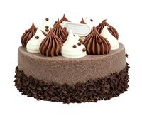 OPPWONG Pastel de Cumpleaños Falso de 4 Pulgadas, Modelo Realista de Pastel de Crema de Chocolate con Glaseado Texturizado y Decoración de Perlas de Chocolate para Exhibición de Mesa de (1PCS)