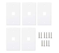 OPPWONG Placa de Pared de Ethernet, Panel de Red de 5 Piezas Panel de Red de una Sola Pandilla Cubierta de Placa de Pared de una Sola Maceta Placa de Cara Plana RJ45 Placa Facial para