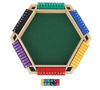 OPPWONG Shut The Box Juego de Dados para 6 Jugadores, Juego de Mesa de Madera de 6 Caras de Color con 12 Dados, Reunión Social de Fiesta Nocturna Familiar