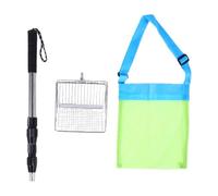 OPPWONG Tamiz de de Playa para Recoger Conchas |Construcción de Metal con Bolsa de Malla Expandible, Herramienta de Recolección de Conchas para Cazadores de Tesoros y Amantes de la Playa (1 Palas+1