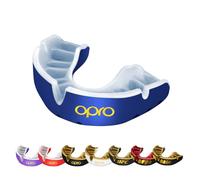 Opro Gold Bucal Dental Deportiva, Para Adultos y Niños, Tecnología de Ajuste Revolucionaria, para Boxeo, Lacrosse, MMA, Artes Marciales, Hockey, y Deportes de Contaco, (Azul, Adulto)