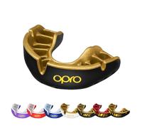 Opro Gold Bucal Dental Deportiva, Para Adultos y Niños, Tecnología de Ajuste Revolucionaria, para Boxeo, Lacrosse, MMA, Artes Marciales, Hockey, y Deportes de Contaco, (Negro, Adulto)