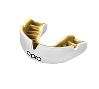OPRO Protector bucal Instant Custom-Fit, protector bucal de dentista, con máxima comodidad, protección y ajuste, protector bucal para rugby, boxeo, artes marciales, hockey, MMA, BJJ (Blanco, Joven)