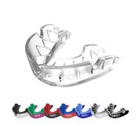 OPRO Protector Bucal Nivel Plata - Ajuste Esencial para Adultos y Niños - Bucal para Boxeo, MMA, BJJ, Rugby y Hockey - Moldeo Fácil - Transparente/Transparente, Adulto (10+)