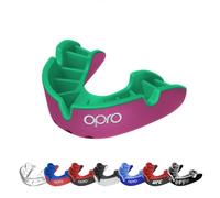 OPRO Protector Bucal Nivel Plata - Ajuste Esencial para Adultos y Niños - Bucal para Boxeo, MMA, BJJ, Rugby y Hockey - Moldeo Fácil - Rosa/Verde, Adulto (10+)