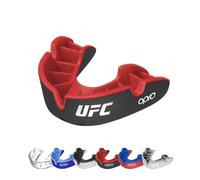 OPRO Protector Bucal Nivel Plata - Ajuste Esencial para Adultos y Niños - Bucal para Boxeo, MMA, BJJ, Rugby y Hockey - Moldeo Fácil - UFC - Negro/Rojo, Niños (Hasta 10 años)