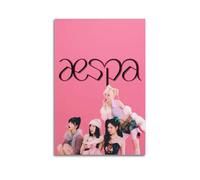 OPRTUFB Aespa - Póster decorativo con foto de grupo sobre fondo rosa, lienzo para pared e impresión artística moderna para dormitorio familiar, 20 x 30 cm