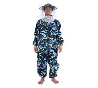 OPSDKVKS Traje de protección para apicultura profesional, mono integral para apicultores con sombrero redondo y puños elásticos, tejido de mezcla de algodón transpirable para la inspección (SG)