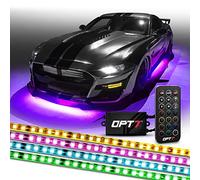 OPT7 Aura - Luces flexibles para coche con aplicación y control remoto, kit de iluminación exterior de neón para debajo del cuerpo, 4 tiras de luz LED RGB para coches, camiones, RV, impermeable, modo