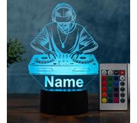 Optechvisual Lámpara de DJ personalizada - Luz nocturna LED con nombre y grabado - Idea de regalo para amantes de la música y clubes, lámpara decorativa musical, luz atmosférica