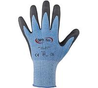 OPTI FLEX HANTING - Guantes de espuma de nitrilo (12 pares, revestimiento de poliuretano), color azul y negro