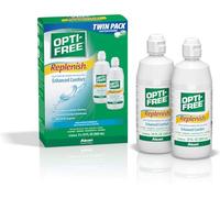 Opti-Free Replenish Solución desinfectante multiusos con estuche de lente, paquete doble, 10 onzas cada una
