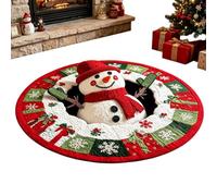 Optical Illusion Area Rugs Christmas - Non-Slip Round Snowman Floor Mat Rug | Holiday Area Rug for Indoor Home Apartment Party Living | Room Bedroom Nursery Kitchen Entryway Front Door Optical Illusion