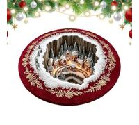 Optical Illusion Holiday Rug - Christmas Round Floor Mat, Living Room, Red | 3D Design, Festive Decor, Non-Slip Backing, Soft Plush Area Carpet, Apartment, Holiday Party, Bedroom, Nursery, Front