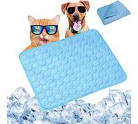Opticnock Dog Cooling Mat, Summer Ice Silk Dog Cooling Pad, Washable & Portable Pet Soft Pad, Dual-Sided Design Cool Fabric Structure, Non-Slip Summer Coolings Mats for Dogs Cats (Blue,X-Small)