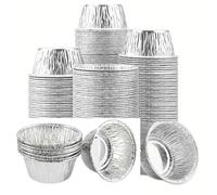 OPTIHOME Ramequin de aluminio, desechable, 100 unidades, molde para tartaletas desechables y reutilizables, 150 ml, resistente al calor, ideal para repostería, fácil de limpiar