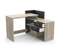 Miroytengo Optima Mesa Escritorio Reversible Melamina Roble Kronberg/Negro 121cm Estilo Moderno, Muebles de Oficina