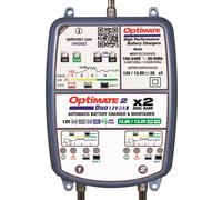OptiMate TecMate 2 Duo x 2 Bank, TM570, Serie Bronze: Cargador-mantenedor de batería sellada de 5 Fases de 2X 12V/12,8V 2A