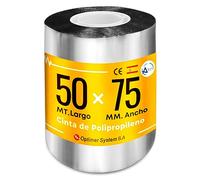 Optimer System Cinta adhesiva de polipropileno, impermeable y anticalórica, resiste hasta 110 °C, ideal para tuberías y escapes, protección térmica, 50 cm x 75 mm