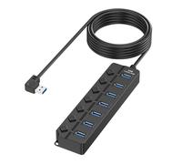 Optimiza los espacios de trabajo con el divisor USB 2.0 de 7 puertos con interruptores de control independientes, extensión multipuertos